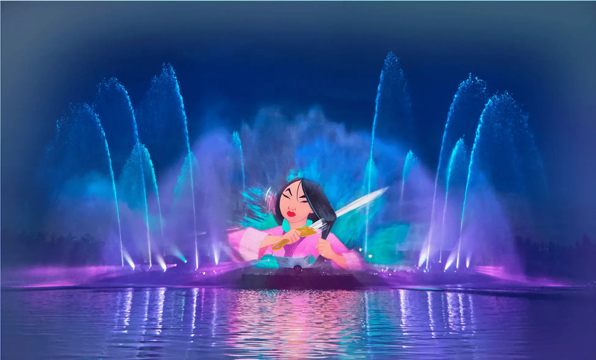 Show de luzes, drones sobre o lago na Disney Paris